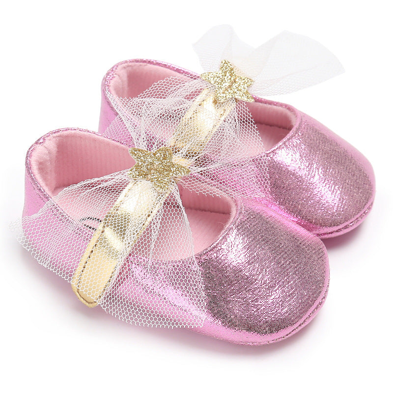Star Lace Baby Princess Walking Shoes with Soft Sole