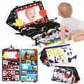 Baby Toys 0-6 Months - 15 Inch Tummy Time Toys with Soft Cloth Book & Teethers & Baby Mirror Toys High Contrast Baby Toys for Newborn Montessori Infant Sensory Toys for Baby Boy Girl Activity Gifts