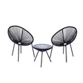 3-Piece Outdoor Patio Rattan Chair Set with Table