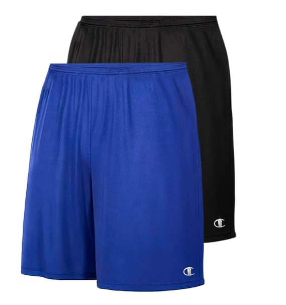 Champion Gym Shorts Men Big and Tall - 2 Pack Performance Dry Fit Running Shorts Black/Royal