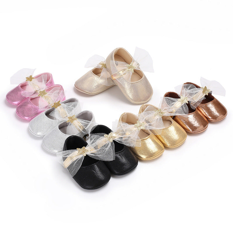 Star Lace Baby Princess Walking Shoes with Soft Sole