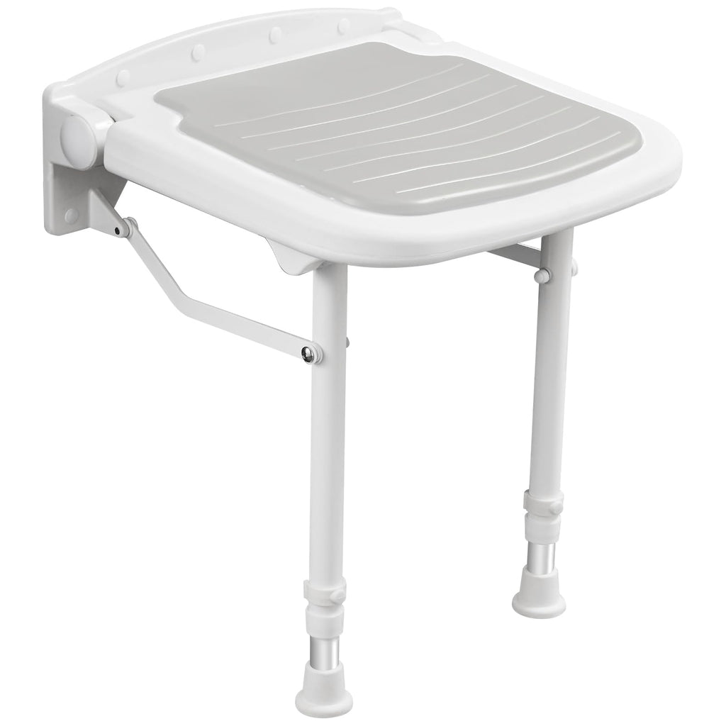 Wall Mounted Folding Shower SeatSupport 550lbsAdjustable Height Fold Up Shower Seat Wall MountedFolding Shower Bench Wall Mounted for Elderly Adults Pregnants SeniorsDisabled