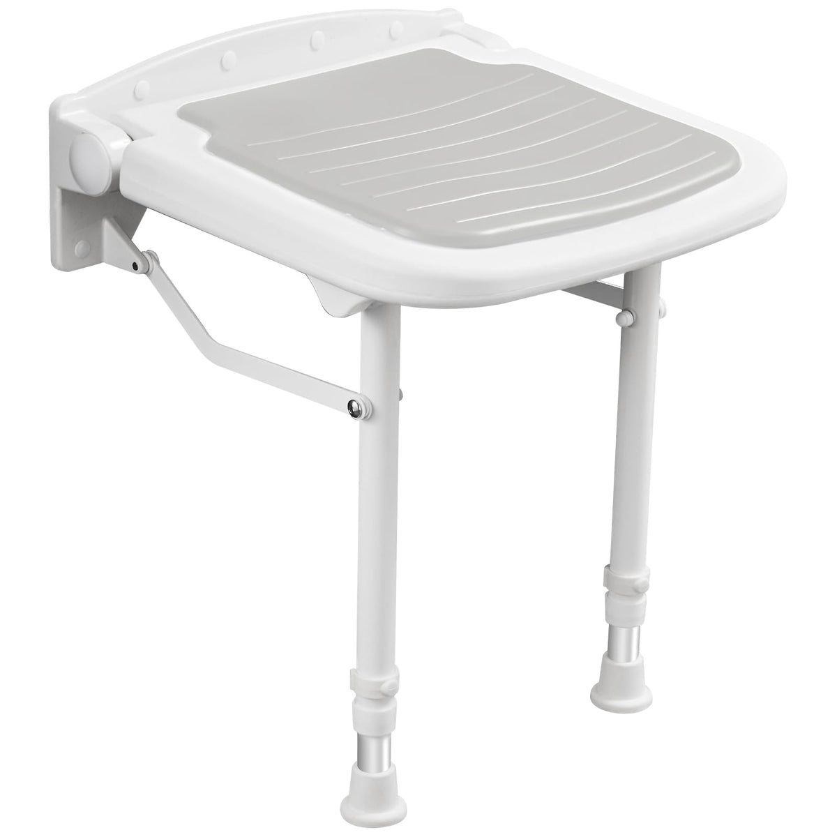 Wall Mounted Folding Shower SeatSupport 550lbsAdjustable Height Fold Up Shower Seat Wall MountedFolding Shower Bench Wall Mounted for Elderly Adults Pregnants SeniorsDisabled