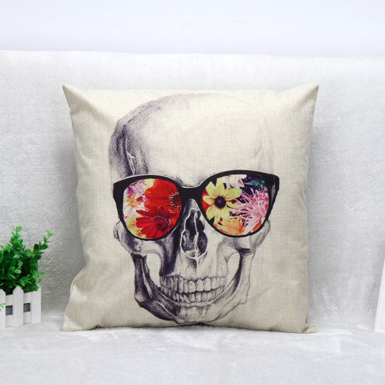 Cool Colorful Skull Throw Pillow Cover for Sofa