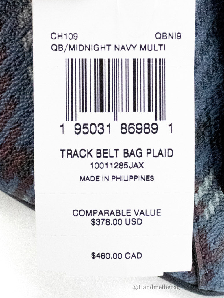 Coach Track Navy Plaid Leather Stamp Belt Bag
