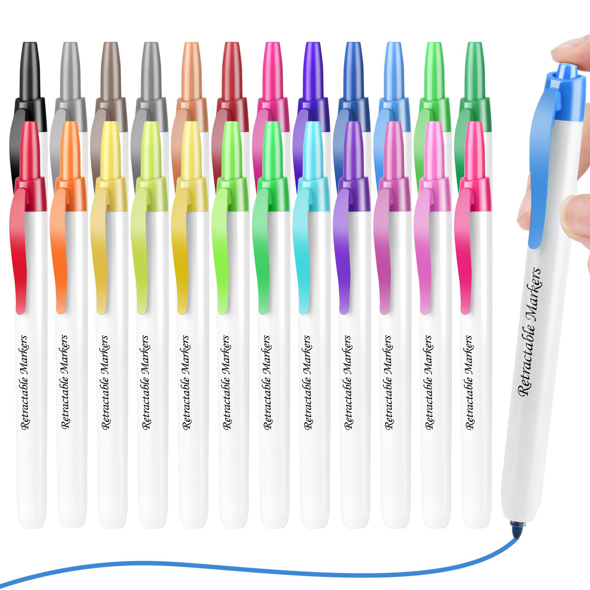 Click Retractable Markers 24 Color Retractable Water-Based Markers for Kids Clickable Coloring Markers for School Supplies Washable Markers for Kids Art Craft Supplies Gifts for Boy Girl
