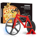 Bicycle Pizza Cutter Wheel - Gifts for Cyclists Men Dad Bike Lovers - Funny Kitchen Gadgets - Cool Father’s Day Christmas Birthday White Elephant Gifts - Stainless Steel Pizza Slicer(Red)