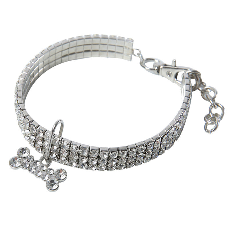 Bling Rhinestone Dog Collar with Leash for Small Dogs