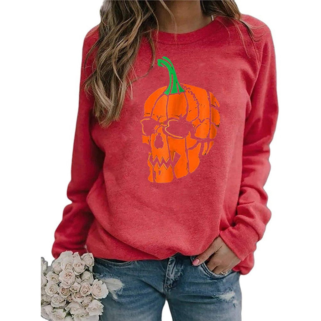 Halloween Printed Casual Loose Long Sleeve Pullover