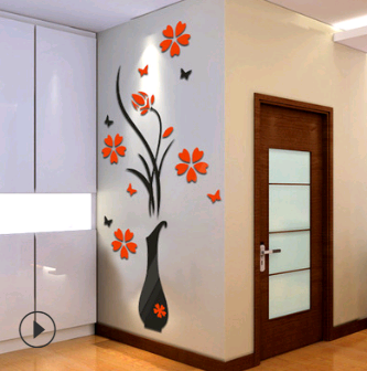 Vase Wall Stickers for TV Background Decor